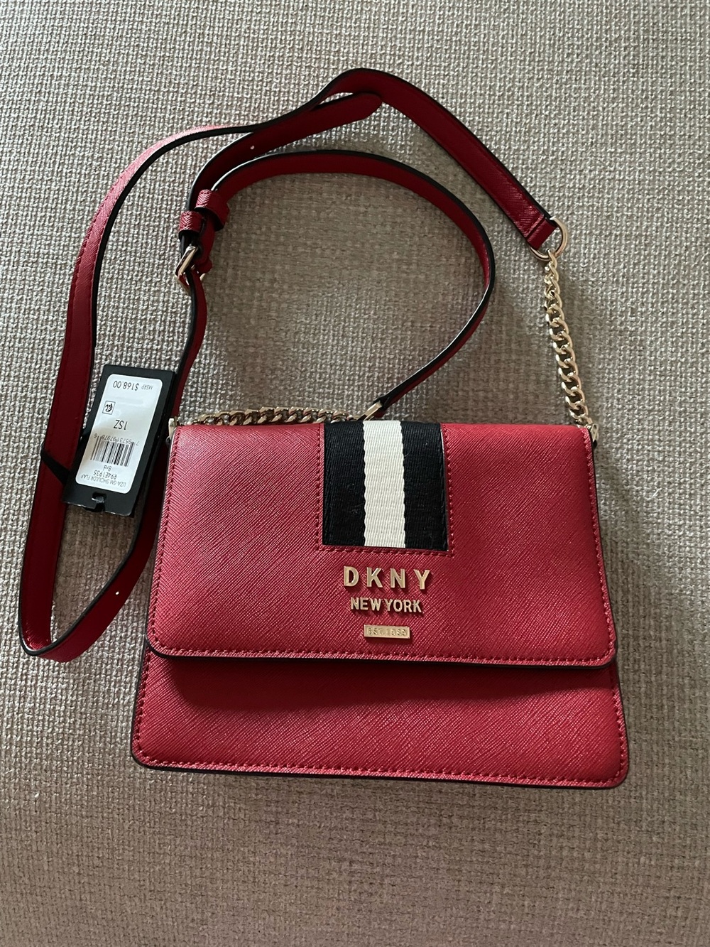 DKNY Liza Small Shoulder Flap (R94E1935) Red Leather Crossbody